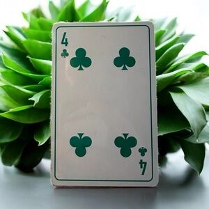 3/$25 Christian Dior 4 of Clubs Green Playing Card in Protective Case